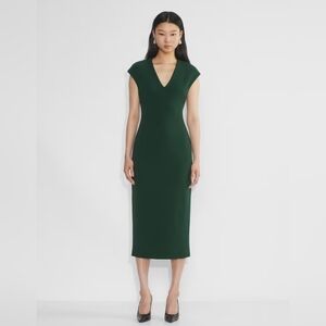 BABATON V-neckline Forest Green Midi Dress